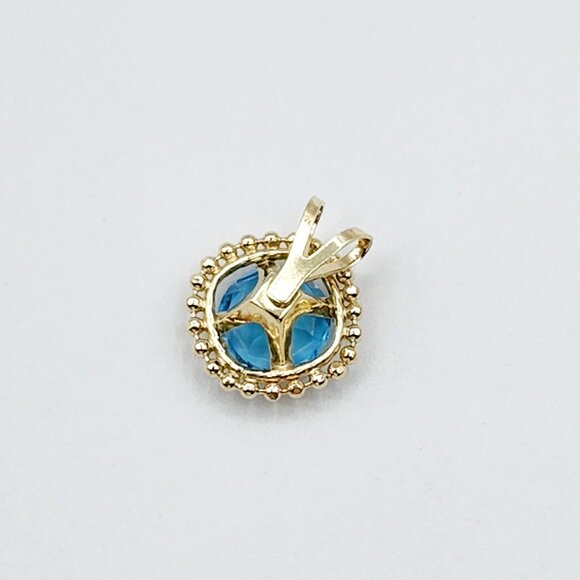 10K Yellow Gold Genuine Blue Topaz 6x6mm (0.75ct) Pendant - Picture 5 of 5